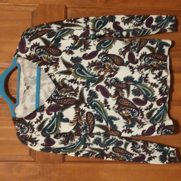 Talbots woman's size SP pullover cotton paisley v-neck knit top - Picture 10 of 10